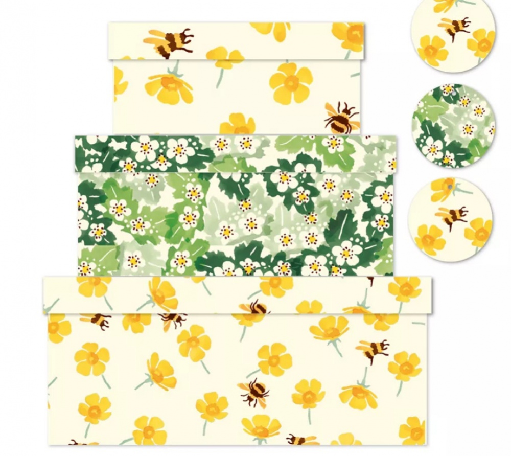 Boxes, nest of 3, BUTTERCUPS & BEES, Yellow / Green in the group Storage / Storage boxes at SmartaSaker.se (40375)