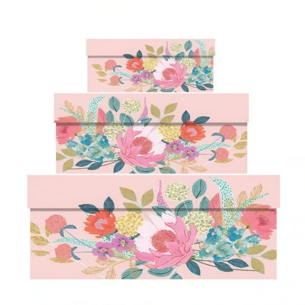 Boxes, nest of 3, PARTY FLORAL, Pink in the group Storage / Storage boxes at SmartaSaker.se (40376)
