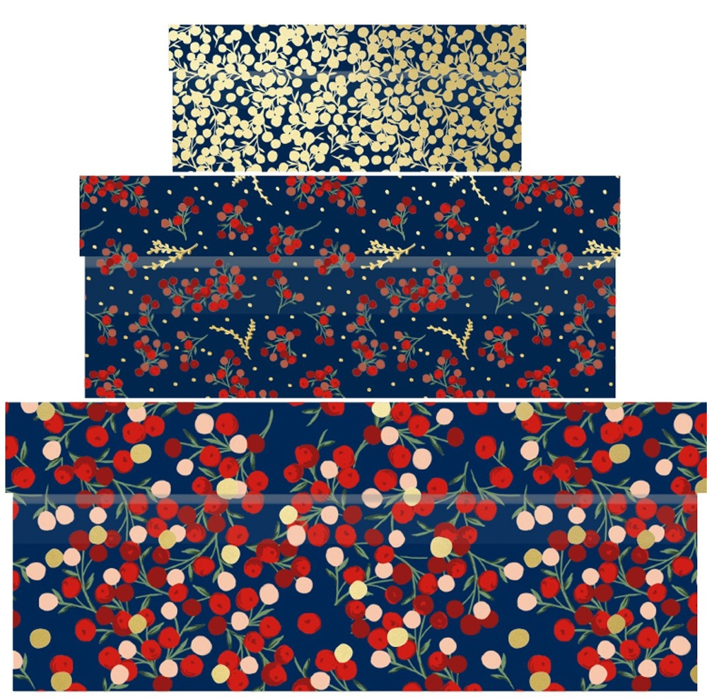 Boxes, nest of 3, WINTER GARNET, Blue / Red in the group Storage / Storage boxes at SmartaSaker.se (40377)