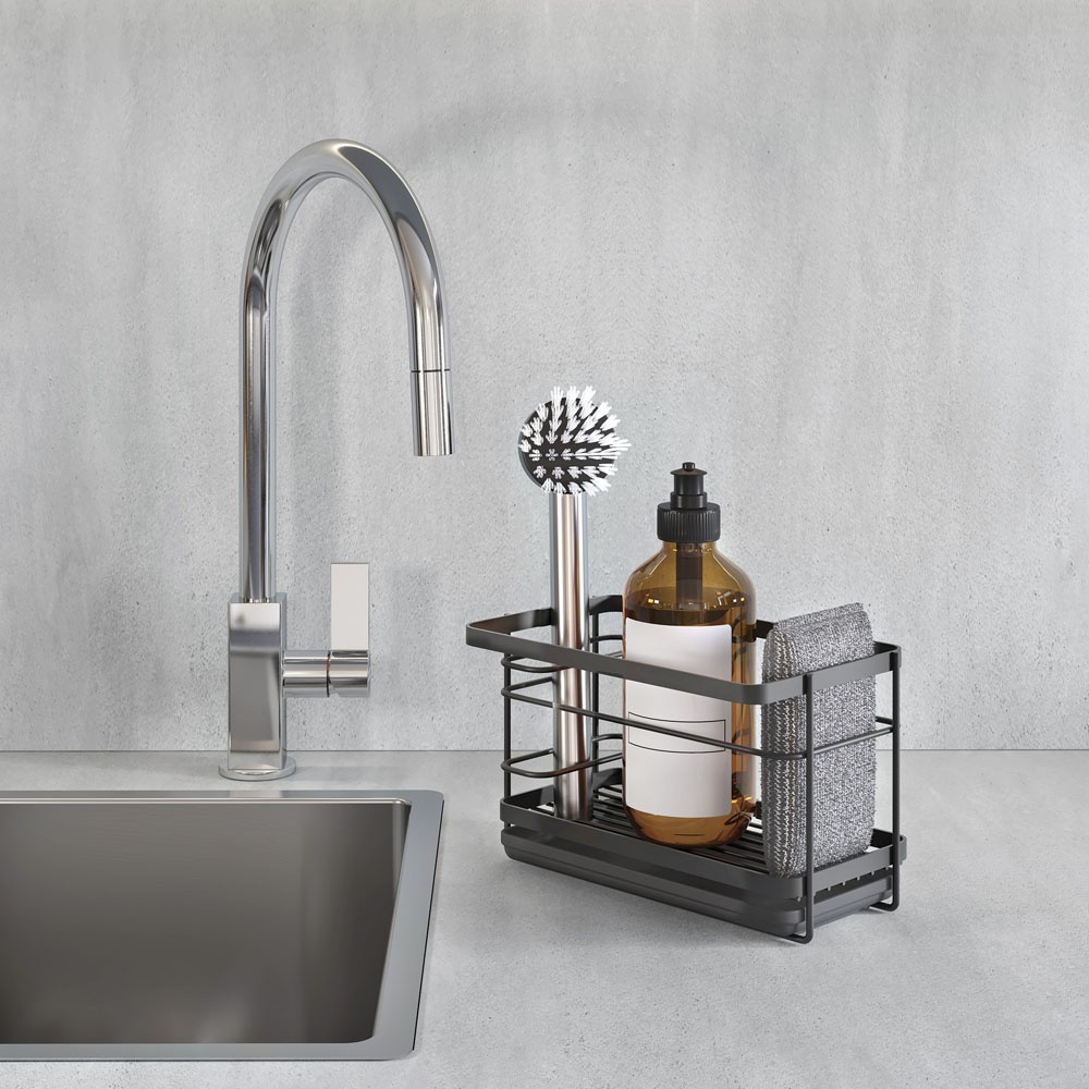 Sink tidy in metal, Adhesive, TOKYO, 23 x 13 x H 14 cm, Black in the group Storage / Kitchen storage / Dish racks and sink accessories at SmartaSaker.se (40394)