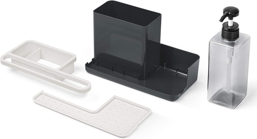 Sink organiser with soap dispenser, PARA EL FREGADERO, 23,5 x 11,5 x 22,5 cm, White / Grey in the group Storage / Kitchen storage / Dish racks and sink accessories at SmartaSaker.se (40398)