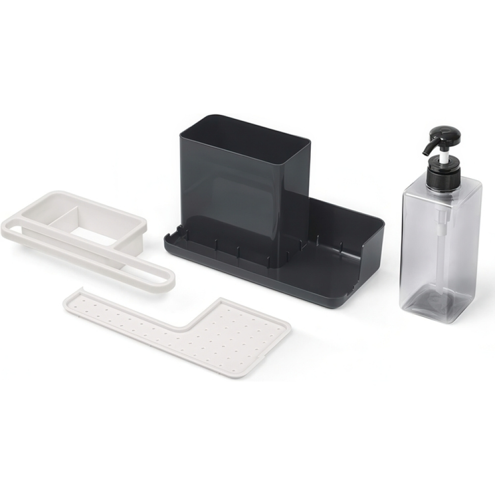 Sink organiser with soap dispenser, PARA EL FREGADERO, 23,5 x 11,5 x 22,5 cm, White / Grey in the group Storage / Kitchen storage / Dish racks and sink accessories at SmartaSaker.se (40398)