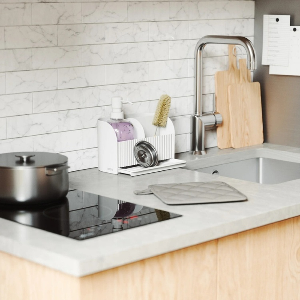 Sink organiser with soap dispenser, UMBRA SLING SINK CADDY, 17 x 21 x H 18 cm, White in the group Storage / Kitchen storage / Dish racks and sink accessories at SmartaSaker.se (40399)