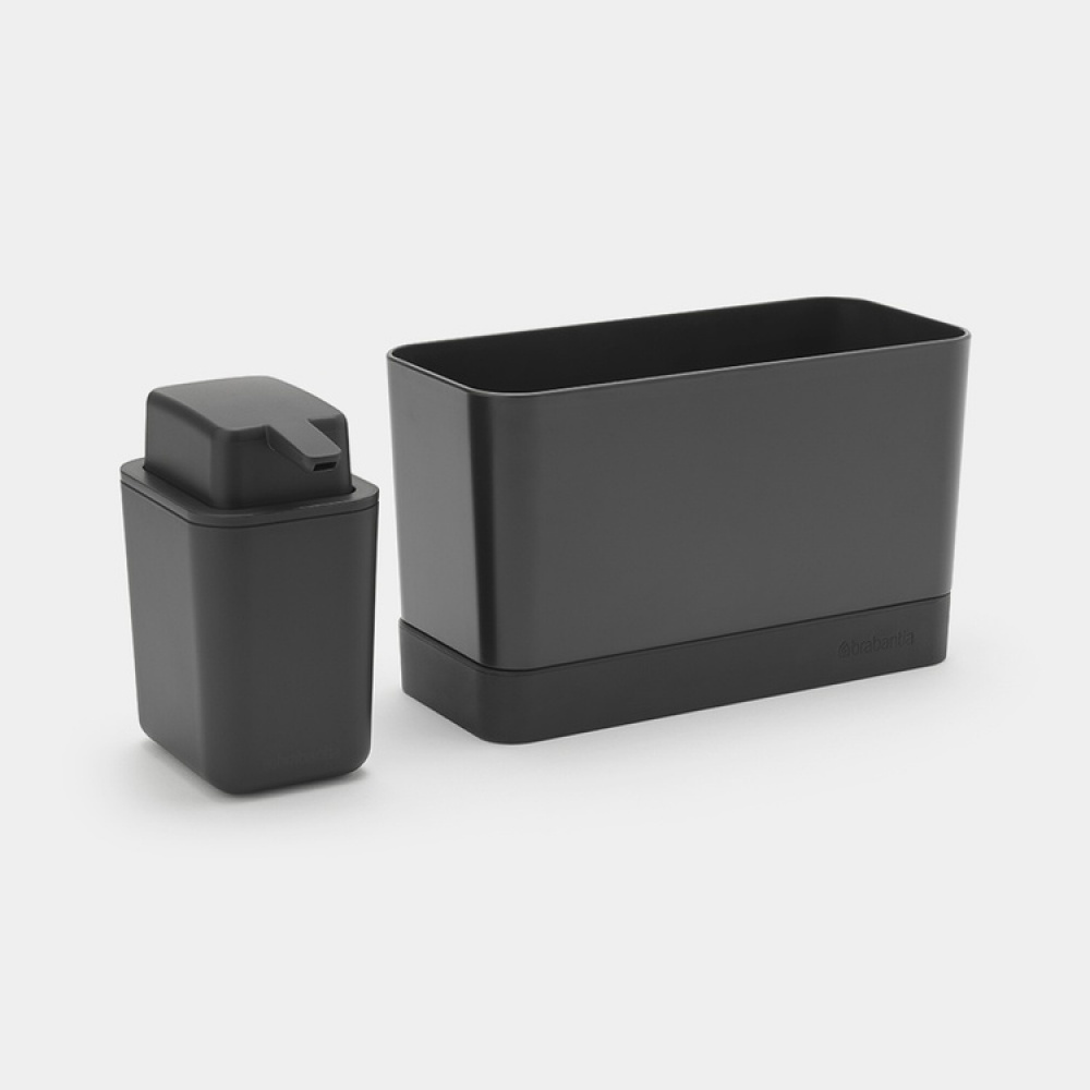 Sink tidy with Soap Dispenser, SINK ORGANISER SET, 8,5 x 19 x H 11,5 cm, Brabantia, Dark Grey in the group Storage / Kitchen storage / Dish racks and sink accessories at SmartaSaker.se (40401)