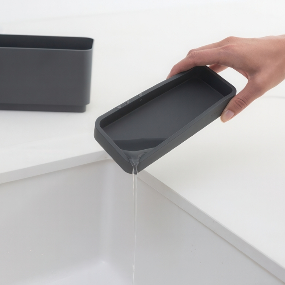 Sink tidy with Soap Dispenser, SINK ORGANISER SET, 8,5 x 19 x H 11,5 cm, Brabantia, Dark Grey in the group Storage / Kitchen storage / Dish racks and sink accessories at SmartaSaker.se (40401)