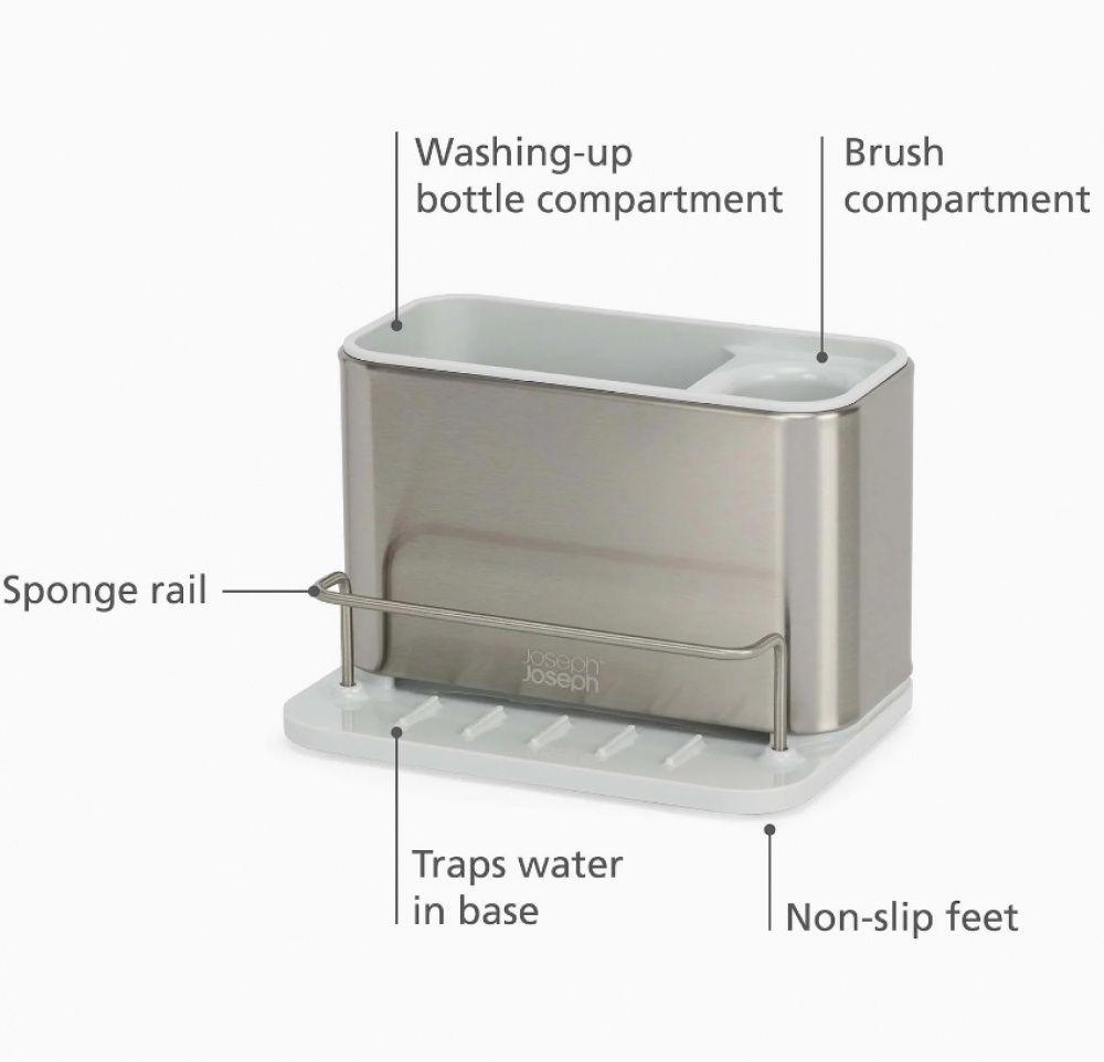 Sink tidy, SURFACES STAINLESS STEEL SINK CADDY, Joseph Joseph, Silver / Light Grey in the group Storage / Kitchen storage / Dish racks and sink accessories at SmartaSaker.se (40411)