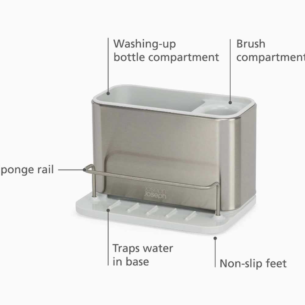 Sink tidy, SURFACES STAINLESS STEEL SINK CADDY, Joseph Joseph, Silver / Light Grey in the group Storage / Kitchen storage / Dish racks and sink accessories at SmartaSaker.se (40411)