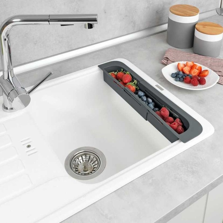 Sink Caddy , Over Sink, FINO, 35,5 ~ 49,4 x 8,5 x H 5,5 cm, Dark Grey in the group Storage / Kitchen storage / Dish racks and sink accessories at SmartaSaker.se (40412)