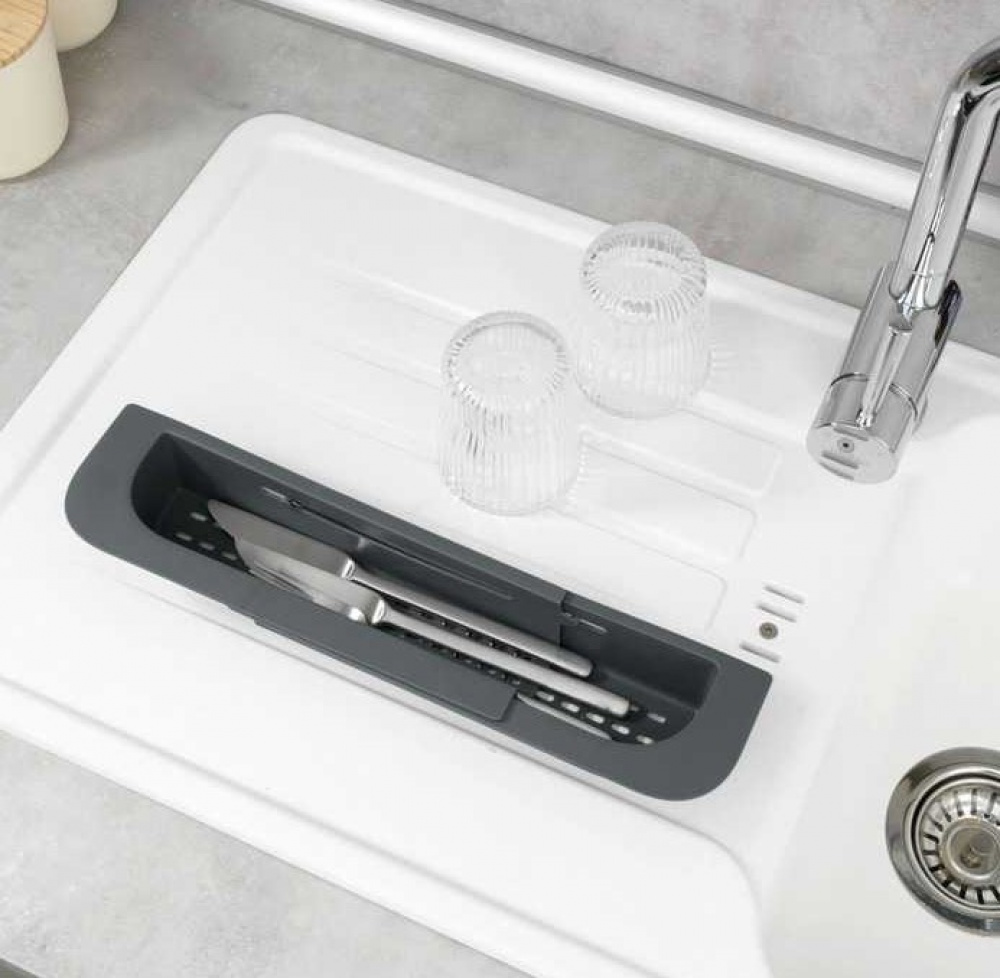 Sink Caddy , Over Sink, FINO, 35,5 ~ 49,4 x 8,5 x H 5,5 cm, Dark Grey in the group Storage / Kitchen storage / Dish racks and sink accessories at SmartaSaker.se (40412)