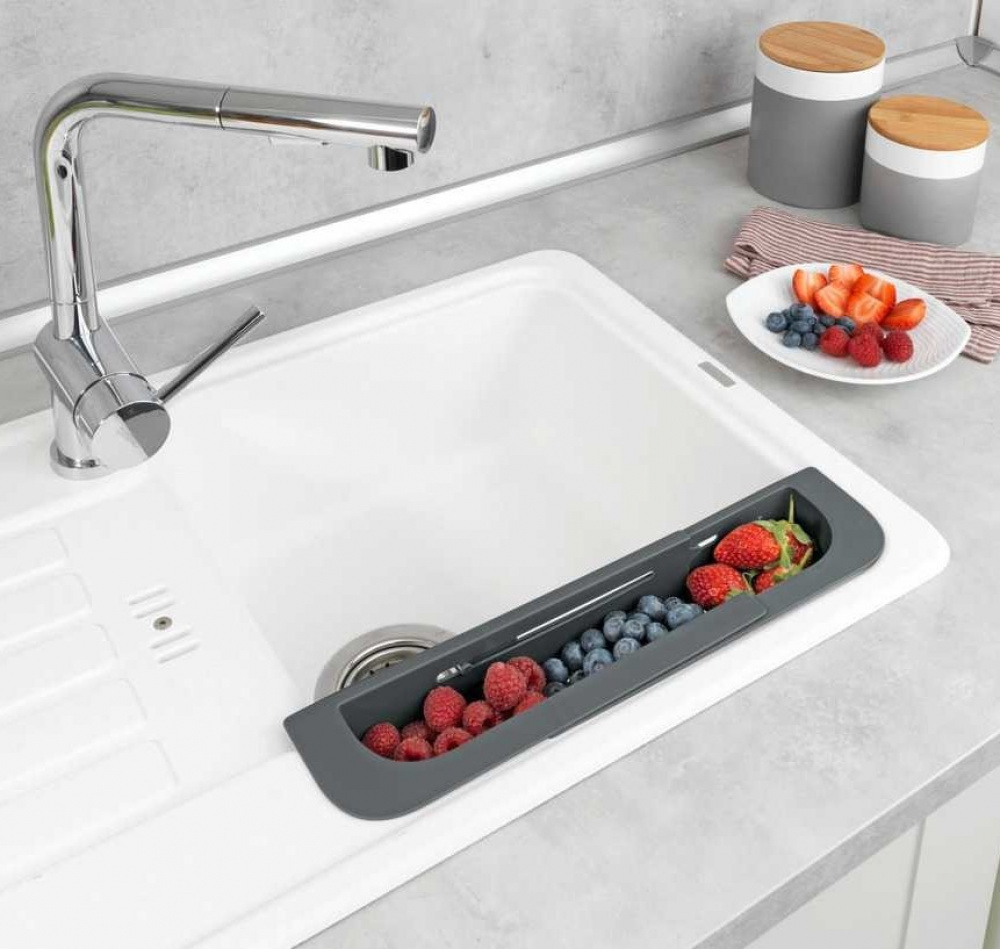 Sink Caddy , Over Sink, FINO, 35,5 ~ 49,4 x 8,5 x H 5,5 cm, Dark Grey in the group Storage / Kitchen storage / Dish racks and sink accessories at SmartaSaker.se (40412)