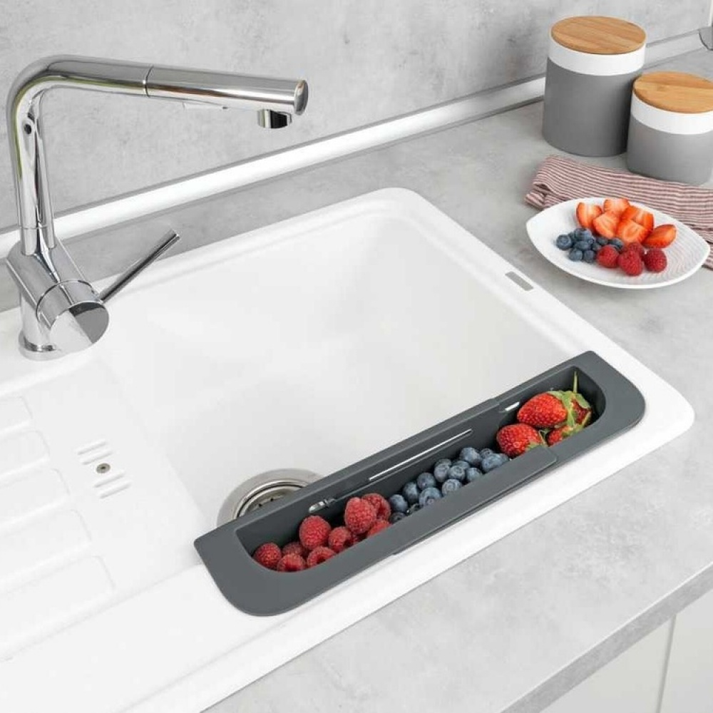 Sink Caddy , Over Sink, FINO, 35,5 ~ 49,4 x 8,5 x H 5,5 cm, Dark Grey in the group Storage / Kitchen storage / Dish racks and sink accessories at SmartaSaker.se (40412)