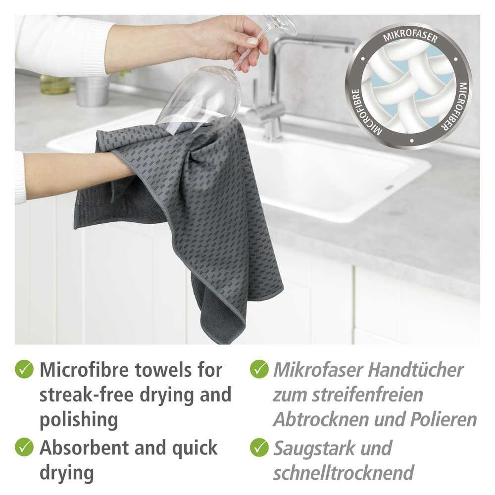 Teatowels for glass, Set of 2, MIKO GLASS TOWELS, 40 x H 60 cm, Grey / Turquoise in the group Storage / Cleaning and waste sorting / Cloths and brushes at SmartaSaker.se (40414)