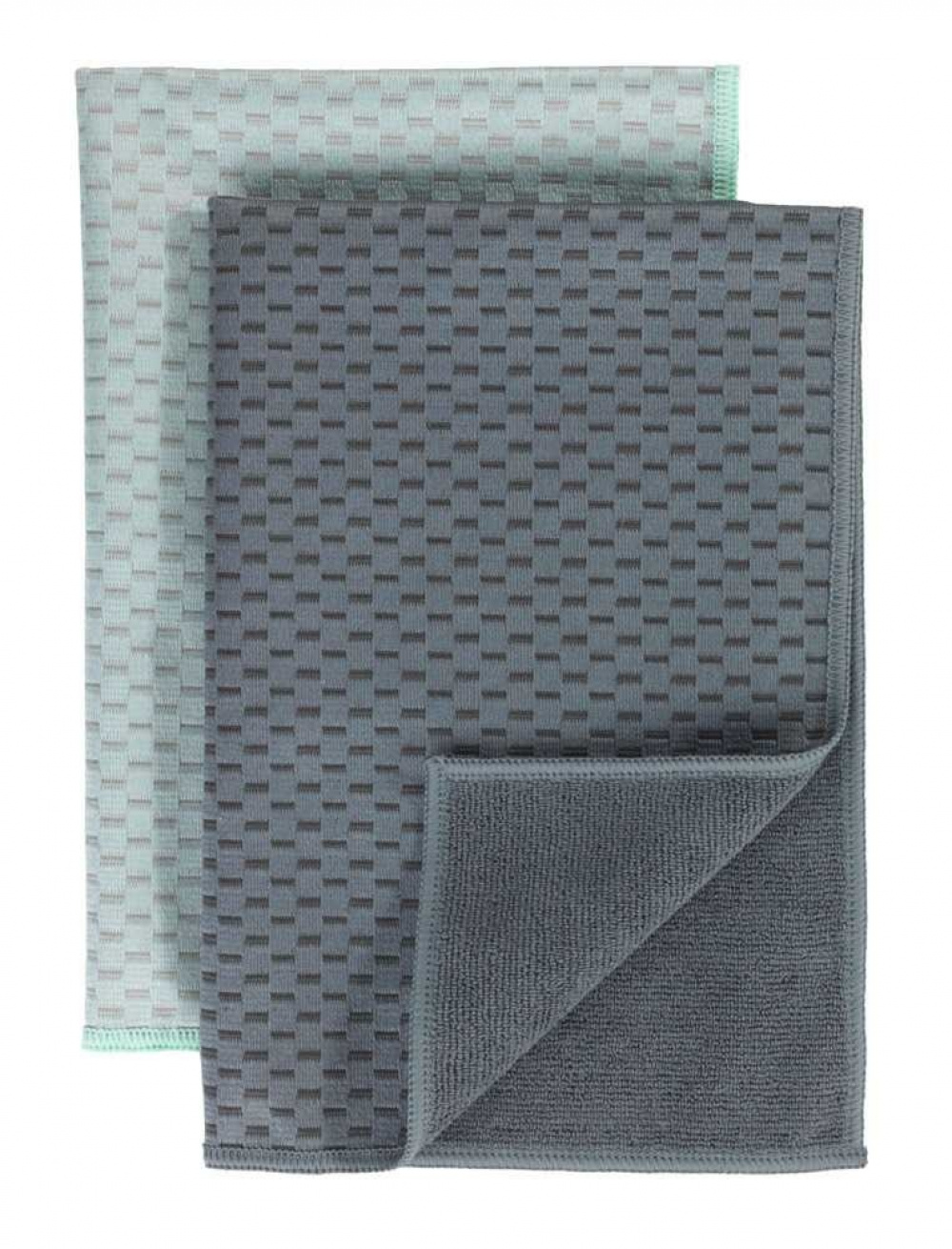 Teatowels for glass, Set of 2, MIKO GLASS TOWELS, 40 x H 60 cm, Grey / Turquoise in the group Storage / Cleaning and waste sorting / Cloths and brushes at SmartaSaker.se (40414)