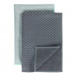 Teatowels for glass, Set of 2, MIKO GLASS TOWELS, 40 x H 60 cm, Grey / Turquoise Teatowels for glass, Set of 2, MIKO GLASS TOWELS, 40 x H 60 cm, Grey / Turquoise