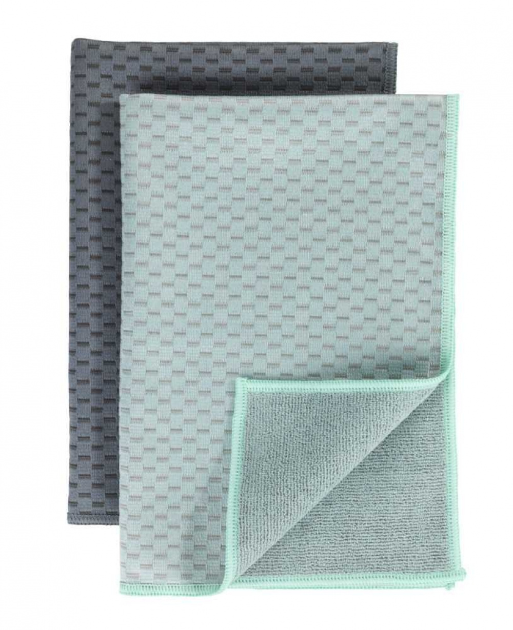 Teatowels for glass, Set of 2, MIKO GLASS TOWELS, 40 x H 60 cm, Grey / Turquoise in the group Storage / Cleaning and waste sorting / Cloths and brushes at SmartaSaker.se (40414)