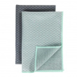 Teatowels for glass, Set of 2, MIKO GLASS TOWELS, 40 x H 60 cm, Grey / Turquoise Teatowels for glass, Set of 2, MIKO GLASS TOWELS, 40 x H 60 cm, Grey / Turquoise