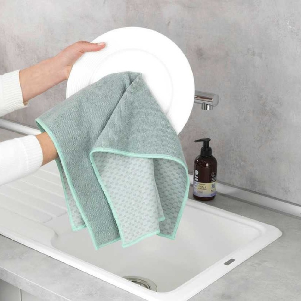 Teatowels for glass, Set of 2, MIKO GLASS TOWELS, 40 x H 60 cm, Grey / Turquoise in the group Storage / Cleaning and waste sorting / Cloths and brushes at SmartaSaker.se (40414)