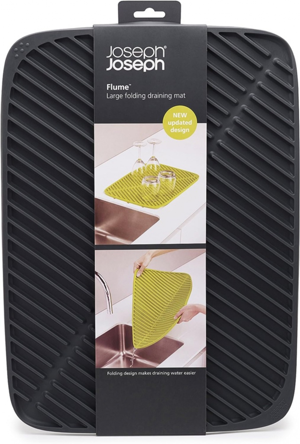 Draining Mat, Folding, FLUME LARGE 31,5 x 43,5 cm, Joseph Joseph, Dark Grey in the group Storage / Kitchen storage / Dish racks and sink accessories at SmartaSaker.se (40420)