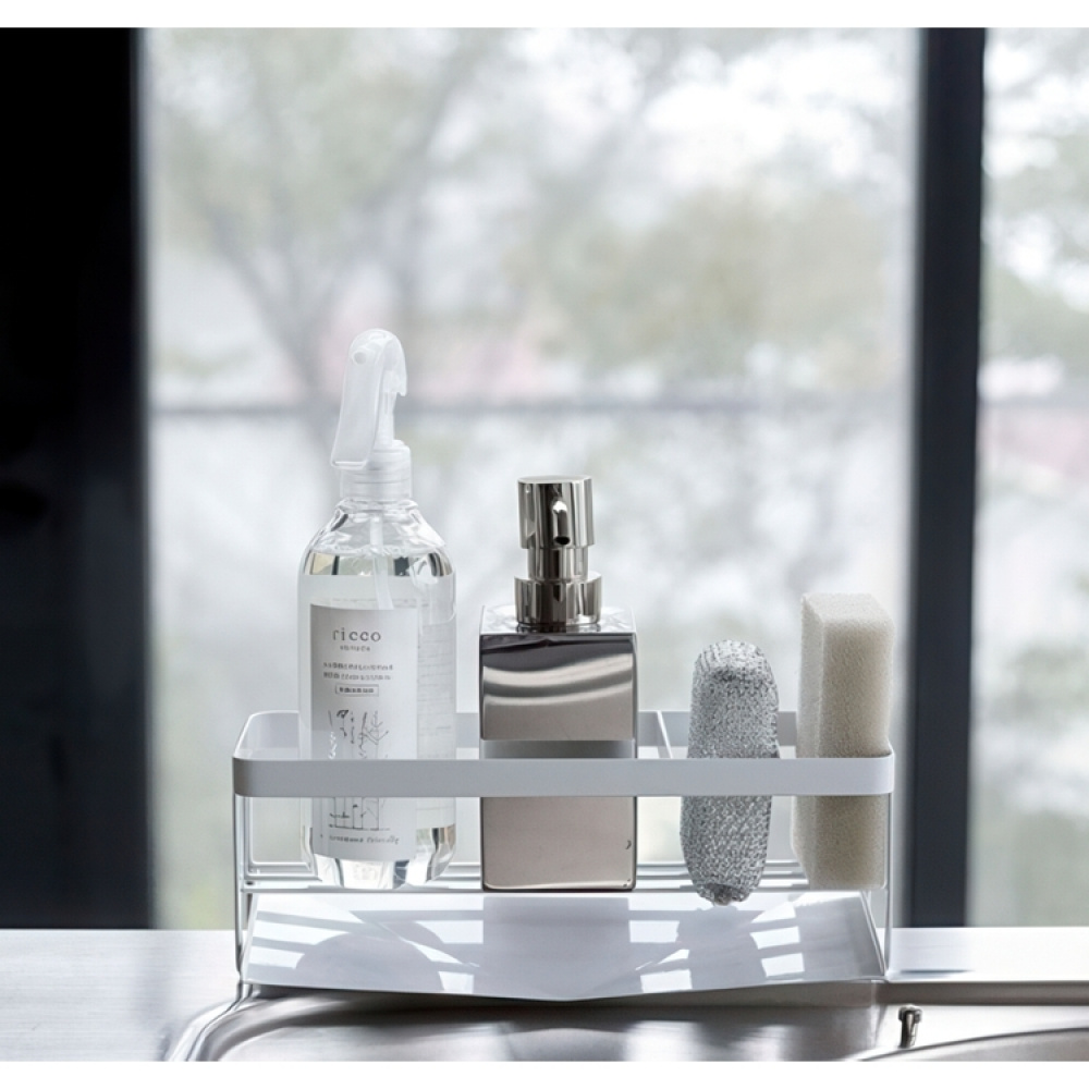Bottle & sponge holder, TOWER SINK ORGANIZER, Yamazaki, White in the group Storage / Kitchen storage / Dish racks and sink accessories at SmartaSaker.se (40424)