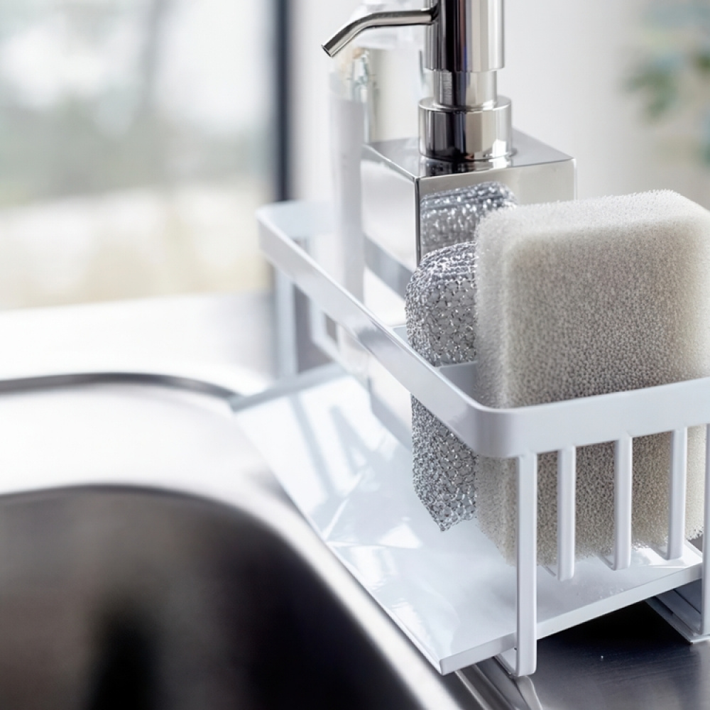 Bottle & sponge holder, TOWER SINK ORGANIZER, Yamazaki, White in the group Storage / Kitchen storage / Dish racks and sink accessories at SmartaSaker.se (40424)