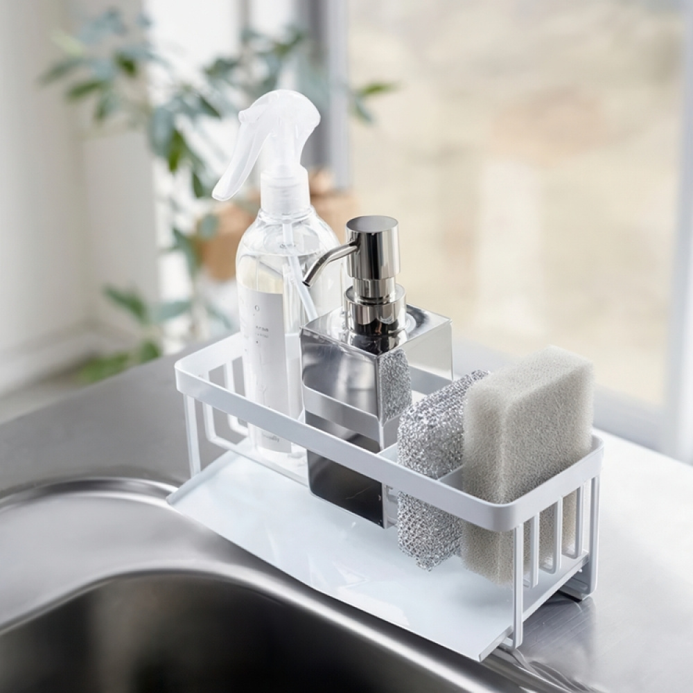 Bottle & sponge holder, TOWER SINK ORGANIZER, Yamazaki, White in the group Storage / Kitchen storage / Dish racks and sink accessories at SmartaSaker.se (40424)