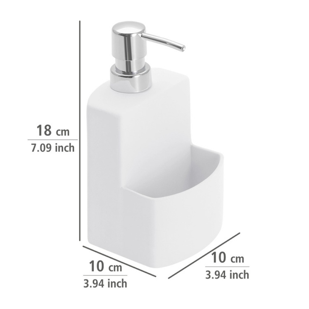 Dish-washing liquid pump with storage, FESTIVAL, 10 x 10 x H 18 cm, White in the group Storage / Bathroom storage at SmartaSaker.se (40427)
