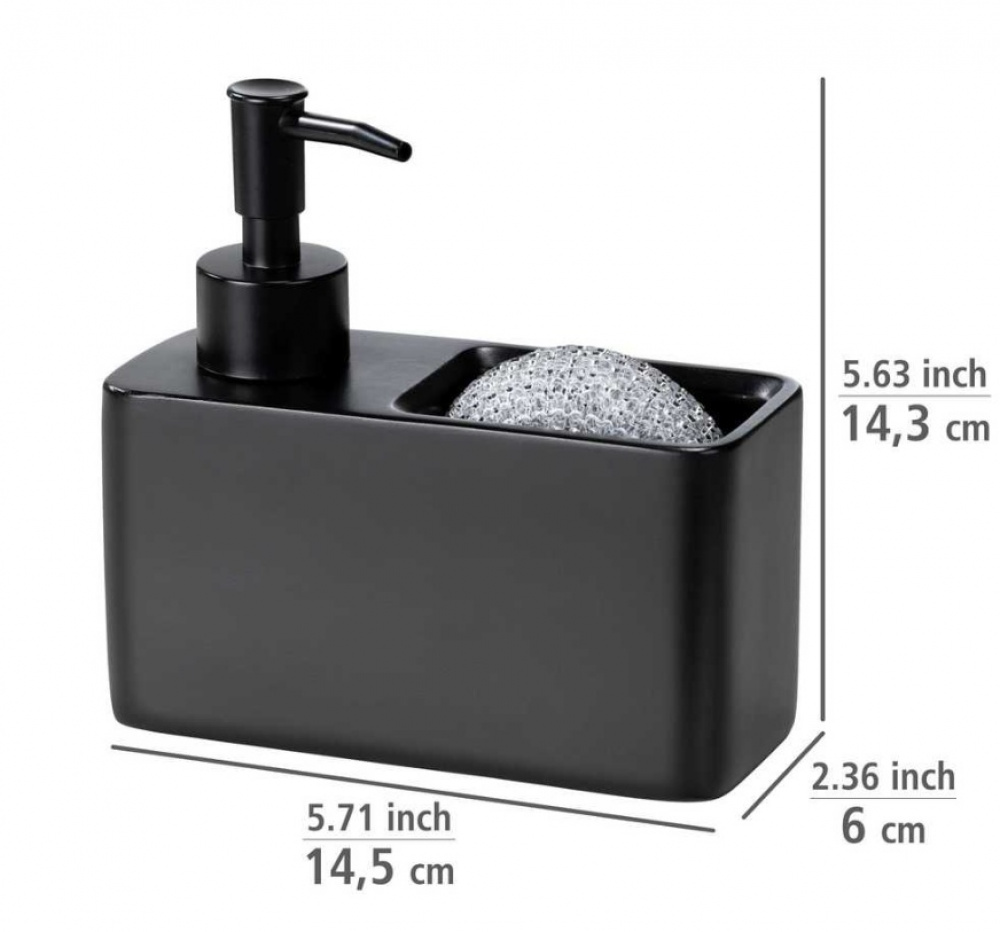 Dish-washing liquid pump with storage, RESA, 14,5 x 6 x H 14,3 cm, Black in the group Storage / Kitchen storage / Dish racks and sink accessories at SmartaSaker.se (40428)