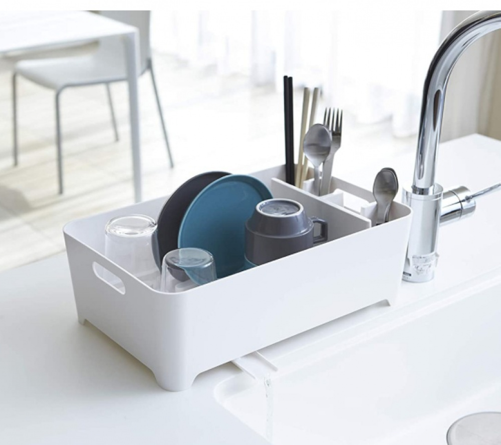 Dish Rack, TOWER COMPACT, 38 x 24 x H 13 cm, Yamazaki, White in the group Storage / Kitchen storage / Dish racks and sink accessories at SmartaSaker.se (40435)