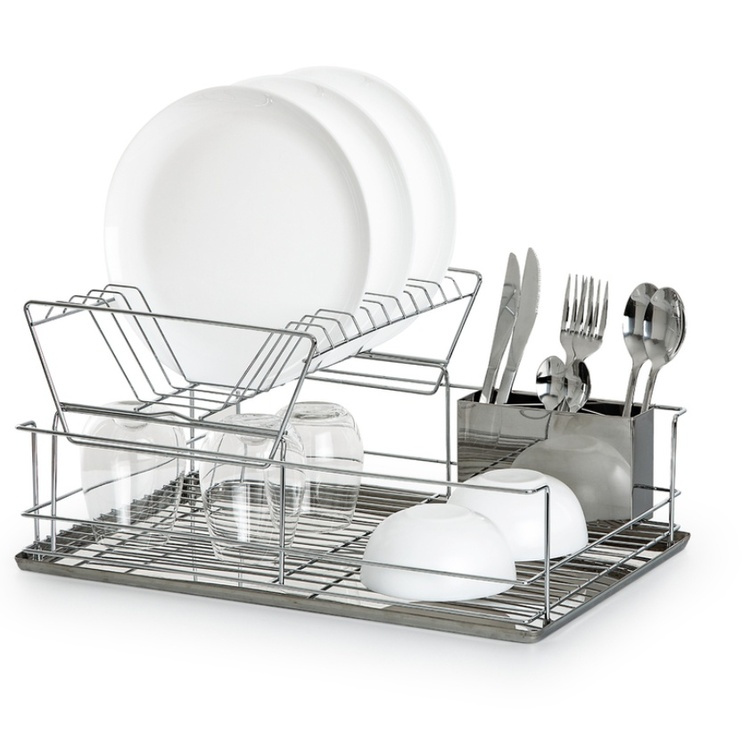 Dish Rack, in stainless steel, INOX, 47 x 33 x H 23 cm, Silver in the group Storage / Kitchen storage / Dish racks and sink accessories at SmartaSaker.se (40437)