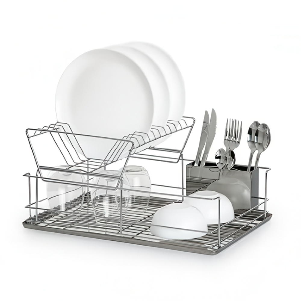 Dish Rack, in stainless steel, INOX, 47 x 33 x H 23 cm, Silver in the group Storage / Kitchen storage / Dish racks and sink accessories at SmartaSaker.se (40437)