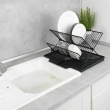 Dish Rack with Drip Mat, NELIA, 34 x 40 x H 25 cm, Black Dish Rack with Drip Mat, NELIA, 34 x 40 x H 25 cm, Black