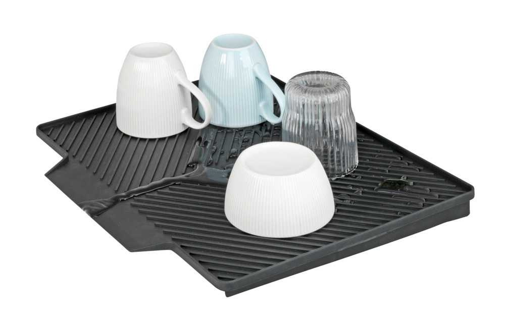 Dish Rack with Drip Mat, NELIA, 34 x 40 x H 25 cm, Black in the group Storage / Kitchen storage / Dish racks and sink accessories at SmartaSaker.se (40438)