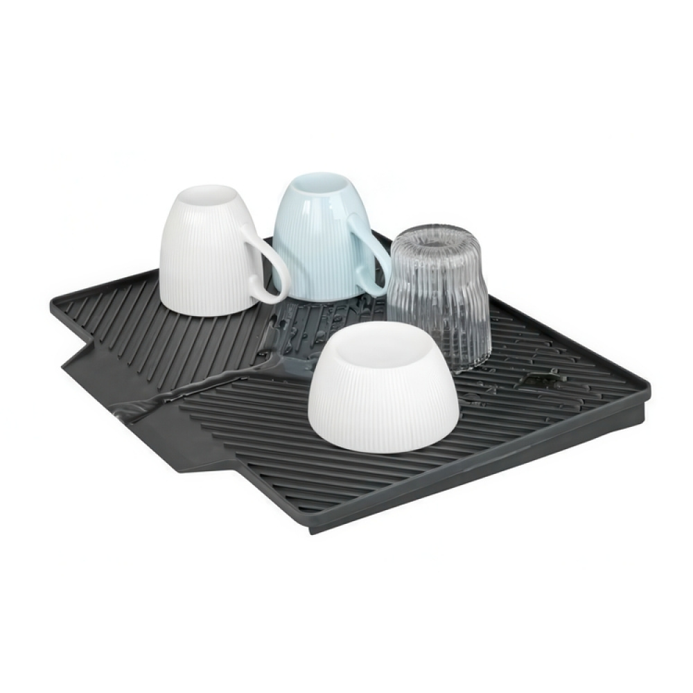Dish Rack with Drip Mat, NELIA, 34 x 40 x H 25 cm, Black in the group Storage / Kitchen storage / Dish racks and sink accessories at SmartaSaker.se (40438)