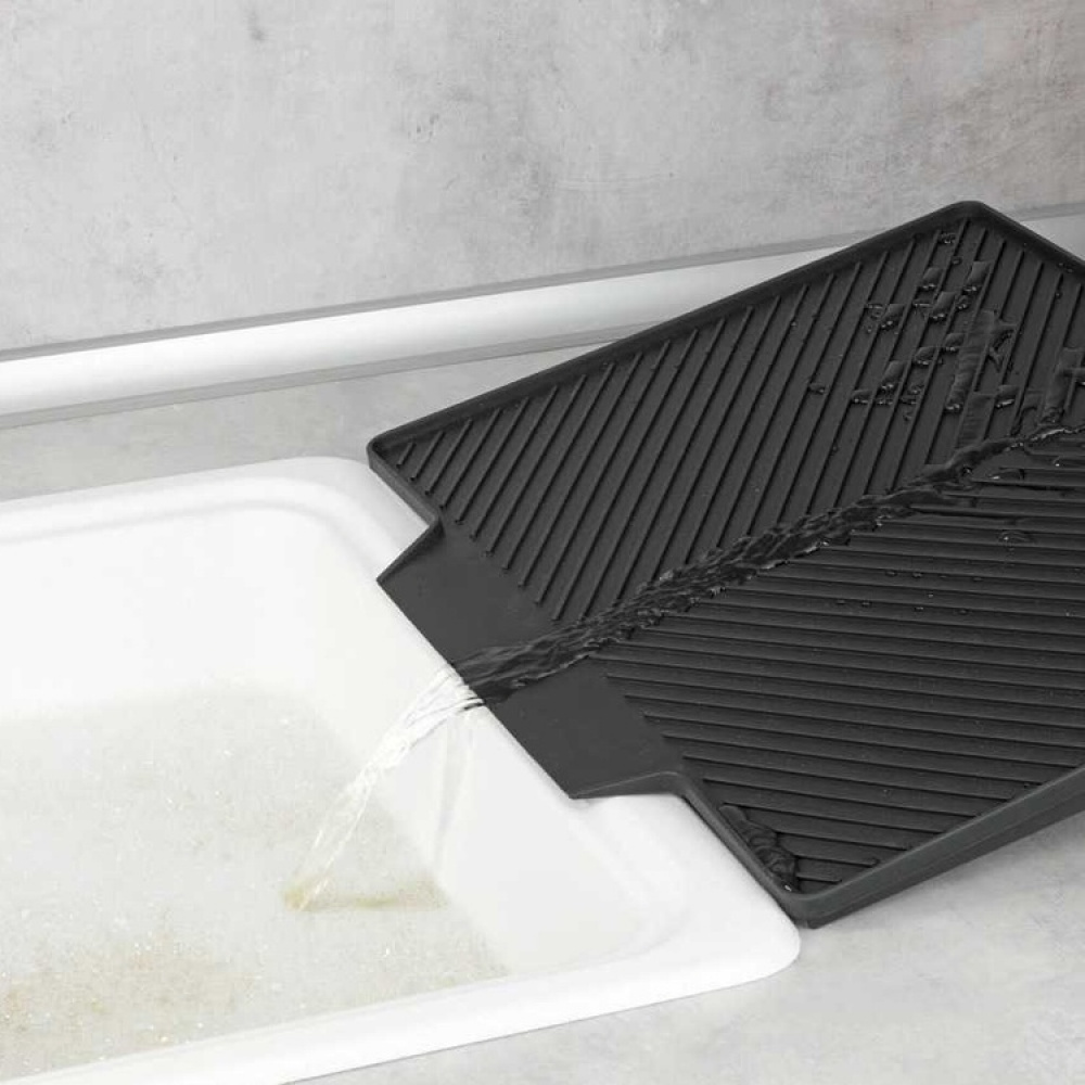 Dish Rack with Drip Mat, NELIA, 34 x 40 x H 25 cm, Black in the group Storage / Kitchen storage / Dish racks and sink accessories at SmartaSaker.se (40438)