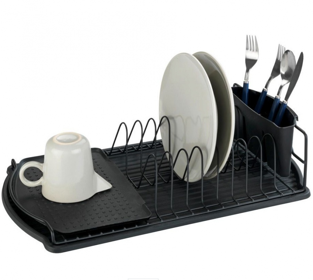 Dish Rack with cutlery basket, Extra Narrow, BASIC, 47,5 x 26,5 x H11 cm, Black in the group Storage / Kitchen storage / Dish racks and sink accessories at SmartaSaker.se (40440)