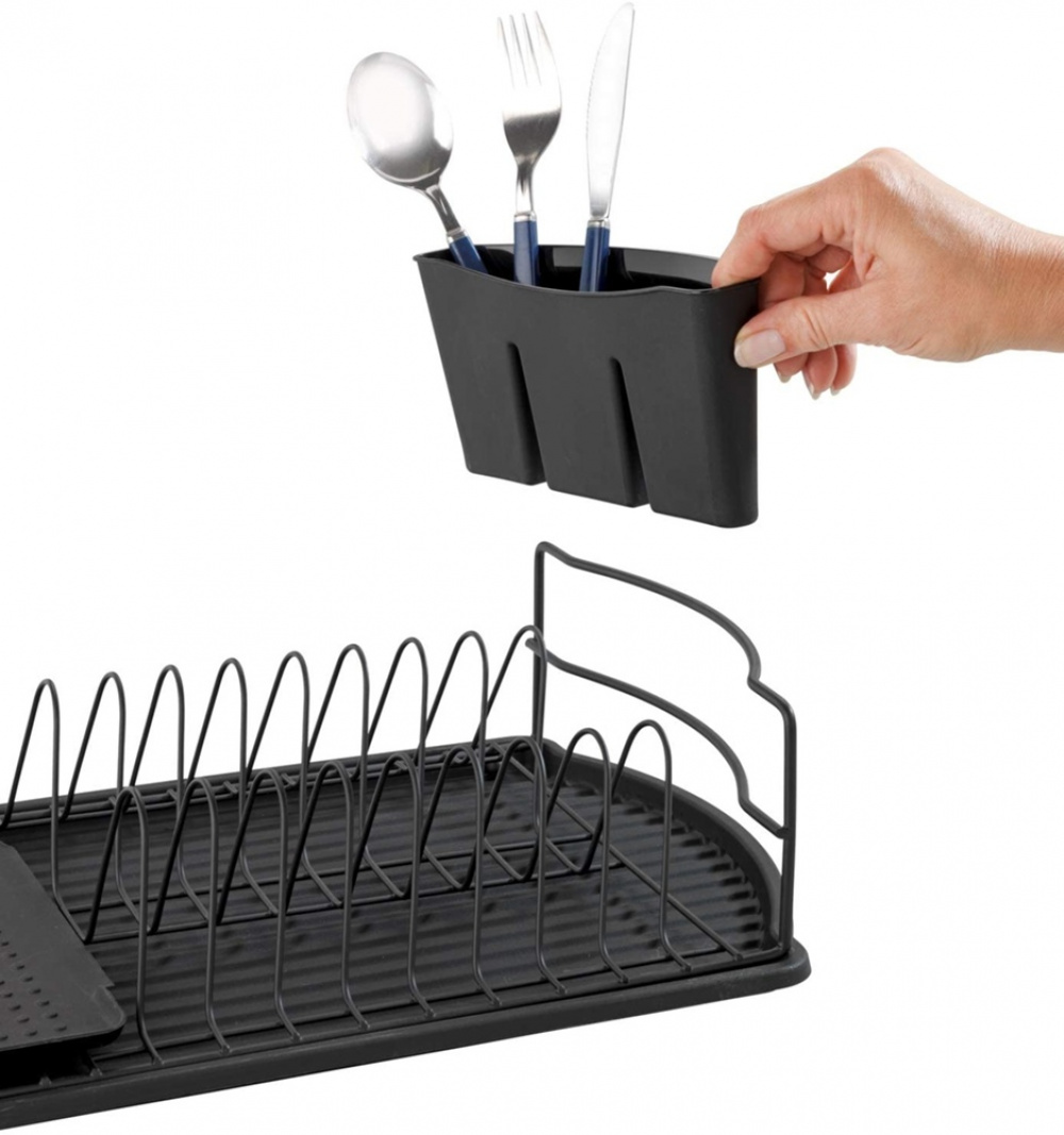 Dish Rack with cutlery basket, Extra Narrow, BASIC, 47,5 x 26,5 x H11 cm, Black in the group Storage / Kitchen storage / Dish racks and sink accessories at SmartaSaker.se (40440)