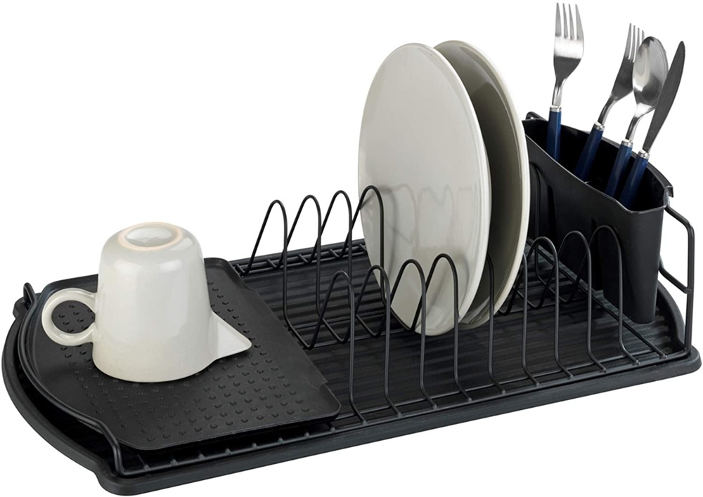 Dish Rack with cutlery basket, Extra Narrow, BASIC, 47,5 x 26,5 x H11 cm, Black in the group Storage / Kitchen storage / Dish racks and sink accessories at SmartaSaker.se (40440)