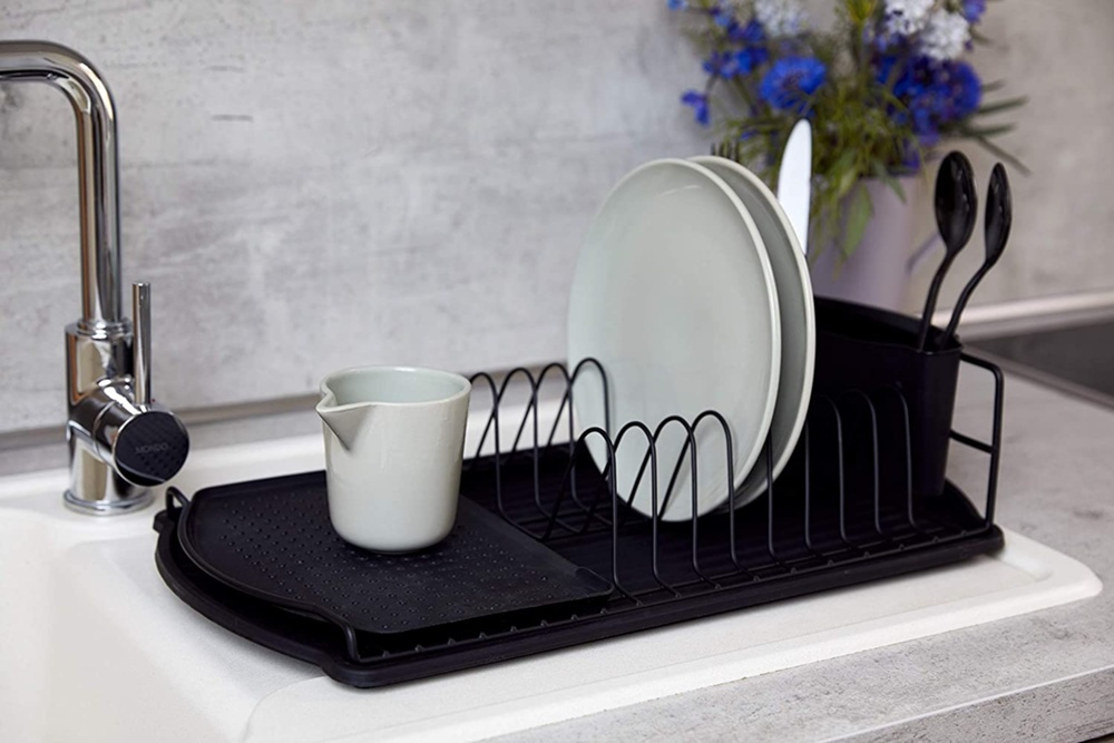 Dish Rack with cutlery basket, Extra Narrow, BASIC, 47,5 x 26,5 x H11 cm, Black in the group Storage / Kitchen storage / Dish racks and sink accessories at SmartaSaker.se (40440)