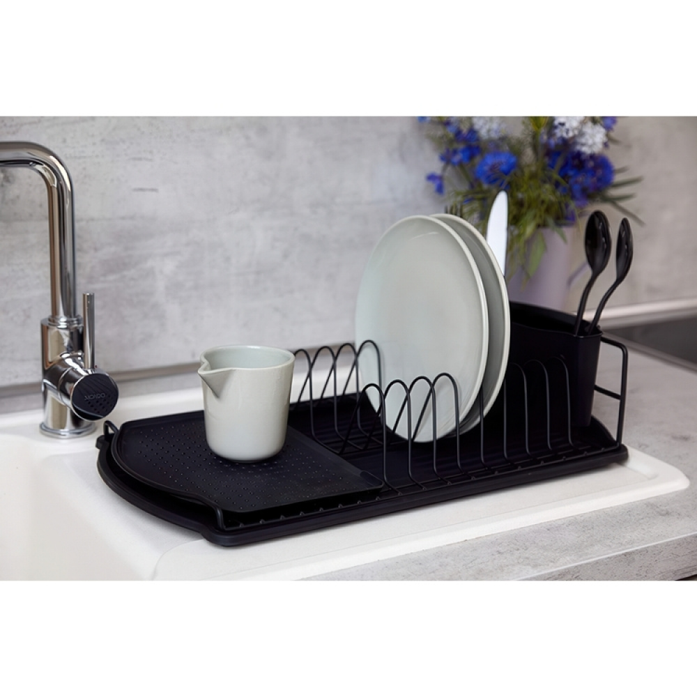 Dish Rack with cutlery basket, Extra Narrow, BASIC, 47,5 x 26,5 x H11 cm, Black in the group Storage / Kitchen storage / Dish racks and sink accessories at SmartaSaker.se (40440)