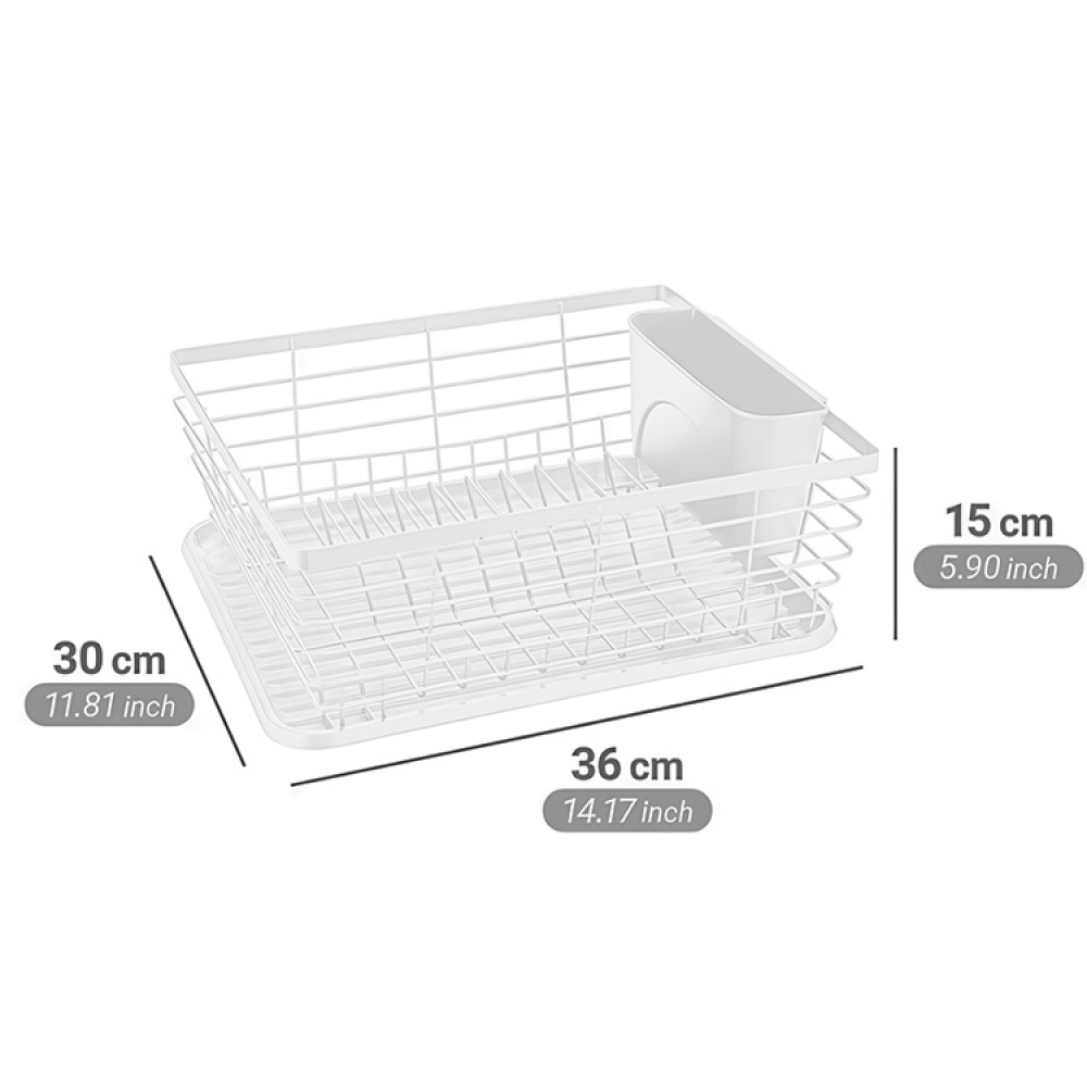 Dish Rack with cutlery basket, Metal, DRIP RACK, 36 x 30 x H 15 cm in the group Storage / Kitchen storage / Dish racks and sink accessories at SmartaSaker.se (40442)