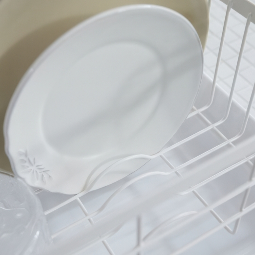 Dish Rack with tray, TOSCA DISH DRAINER, 47 x 33,5 x H 20cm, Yamazaki, White in the group Storage / Kitchen storage / Dish racks and sink accessories at SmartaSaker.se (40444)