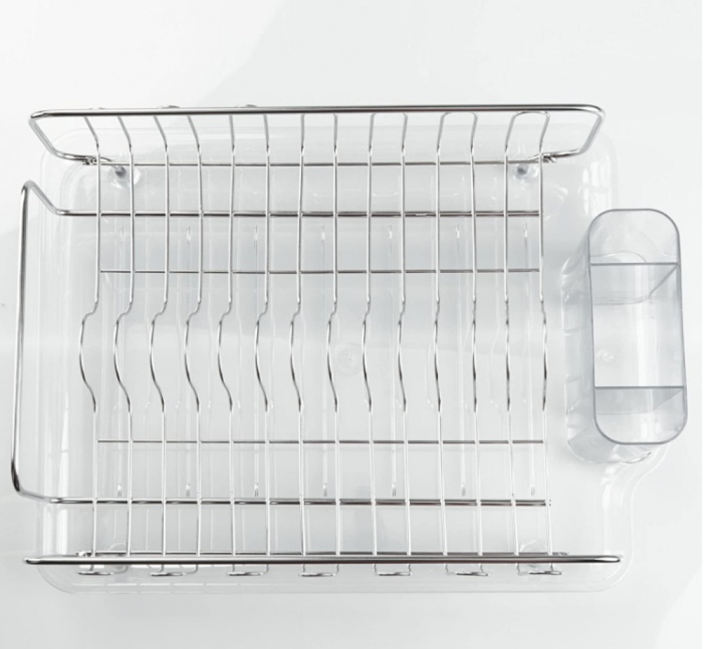 Dish rack with drip tray, FORMA DISH DRAINER, 34 x 43 x H13 cm, Stainless steel / clear in the group Storage / Kitchen storage / Dish racks and sink accessories at SmartaSaker.se (40447)