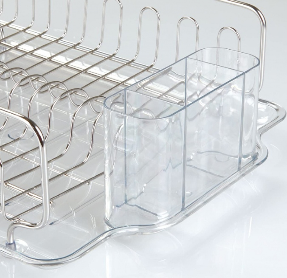 Dish rack with drip tray, FORMA DISH DRAINER, 34 x 43 x H13 cm, Stainless steel / clear in the group Storage / Kitchen storage / Dish racks and sink accessories at SmartaSaker.se (40447)