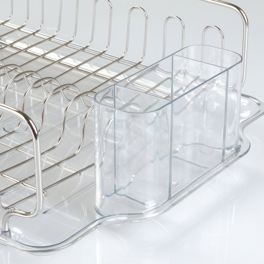 Dish rack with drip tray, FORMA DISH DRAINER, 34 x 43 x H13 cm, Stainless steel / clear in the group Storage at SmartaSaker.se (40447)