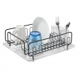 Dish rack with drip tray, FORMA DISH DRAINER, Matt black / clear Dish rack with drip tray, FORMA DISH DRAINER, Matt black / clear