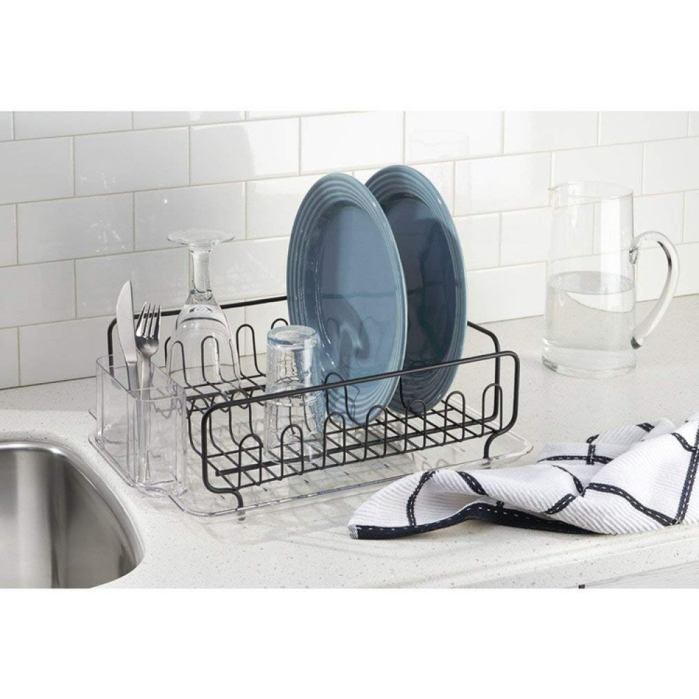 Dish rack with drip tray, FORMA DISH DRAINER, Matt black / clear in the group Storage / Kitchen storage / Dish racks and sink accessories at SmartaSaker.se (40448)