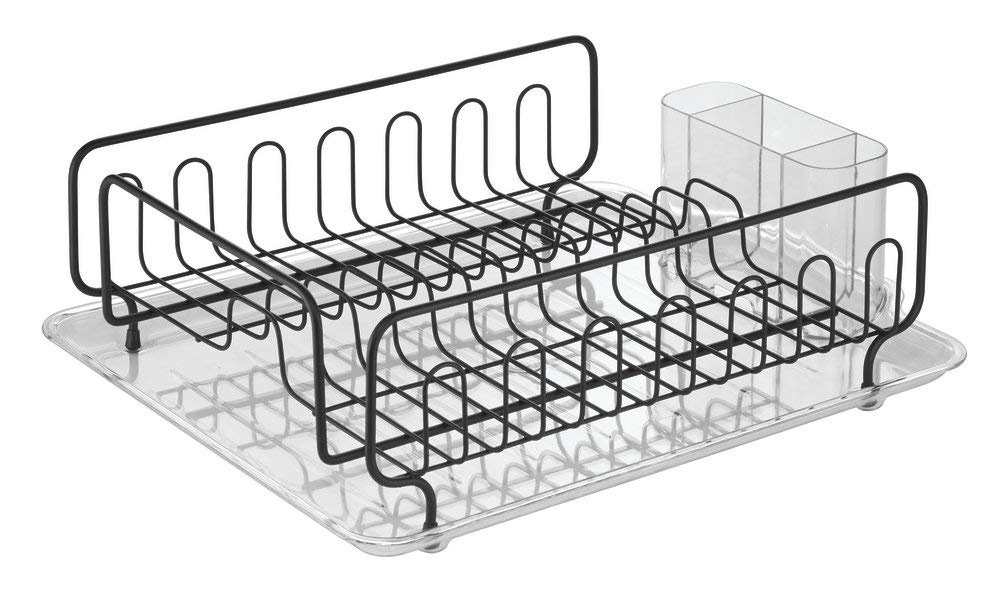 Dish rack with drip tray, FORMA DISH DRAINER, Matt black / clear in the group Storage / Kitchen storage / Dish racks and sink accessories at SmartaSaker.se (40448)