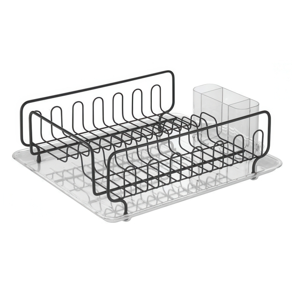 Dish rack with drip tray, FORMA DISH DRAINER, Matt black / clear in the group Storage / Kitchen storage / Dish racks and sink accessories at SmartaSaker.se (40448)