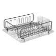 Dish rack with drip tray, FORMA DISH DRAINER, Matt black / clear Dish rack with drip tray, FORMA DISH DRAINER, Matt black / clear