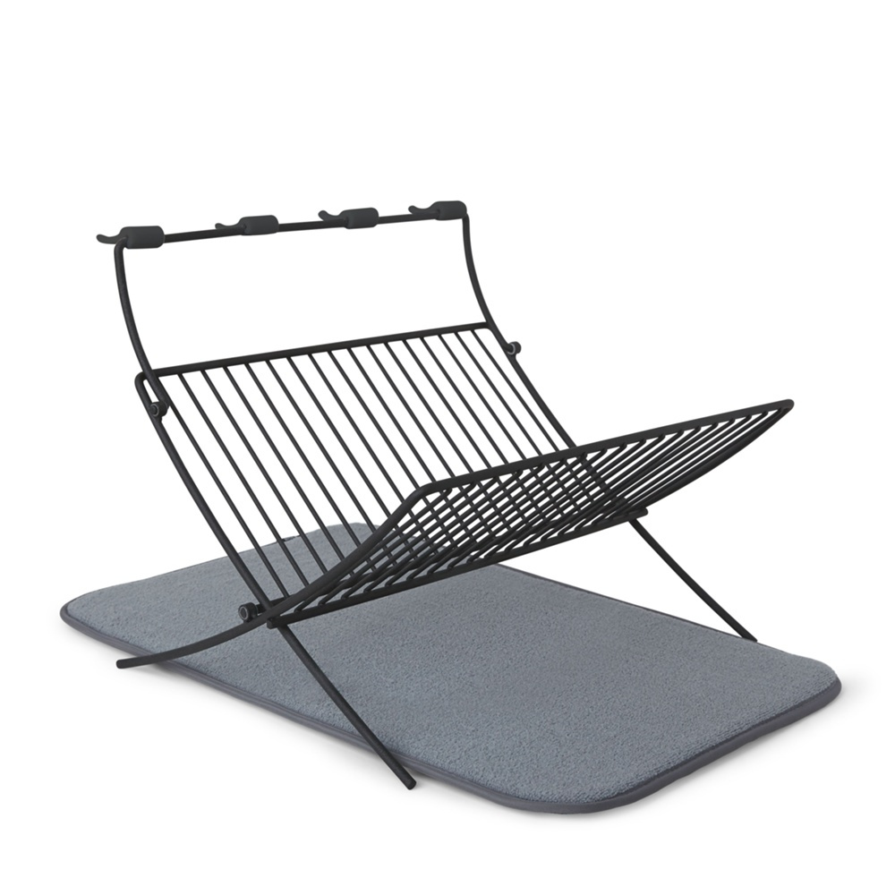 Dish Rack with drying mat, foldable, XDRY, 51 x 37 x 31 cm, Umbra, Black / Grey in the group Storage / Kitchen storage / Dish racks and sink accessories at SmartaSaker.se (40449)